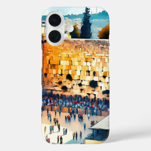 Western Wall Kotel Water Colour Art  iPhone 16 Case