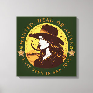 Western Wanted Cowgirl Canvas Print