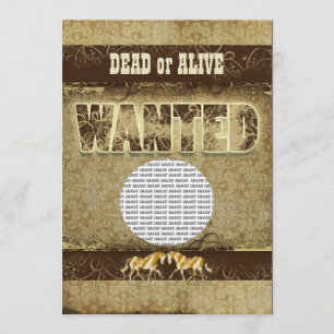 Western wanted dead alive PHOTO insert Invitation