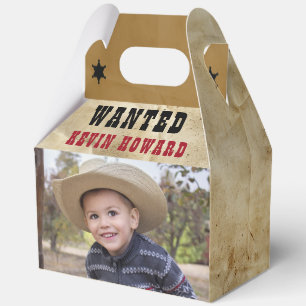 Western Wanted Poster Birthday 5"w x 3"l x 6.5"h Favour Box