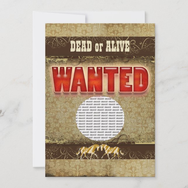 Western wanted ranch PHOTO insert Invitation (Front)