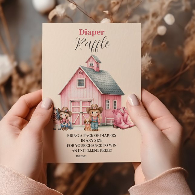 Western Watercolor Baby Girl Diapper Raffle Enclosure Card (Creator Uploaded)