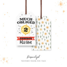 Western Watercolor Birthday Thank You Tags