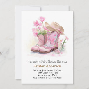 Western Watercolor Dreamy Cowgirl Baby Shower Invitation