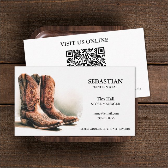 Western Wear QR Code Business Cards (Western Wear QR Code Business Cards (front and back))