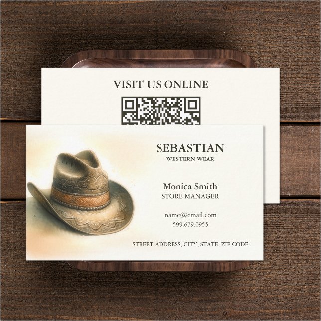 Western Wear QR Code Business Cards (Western Wear QR Code Business Cards (front and back))