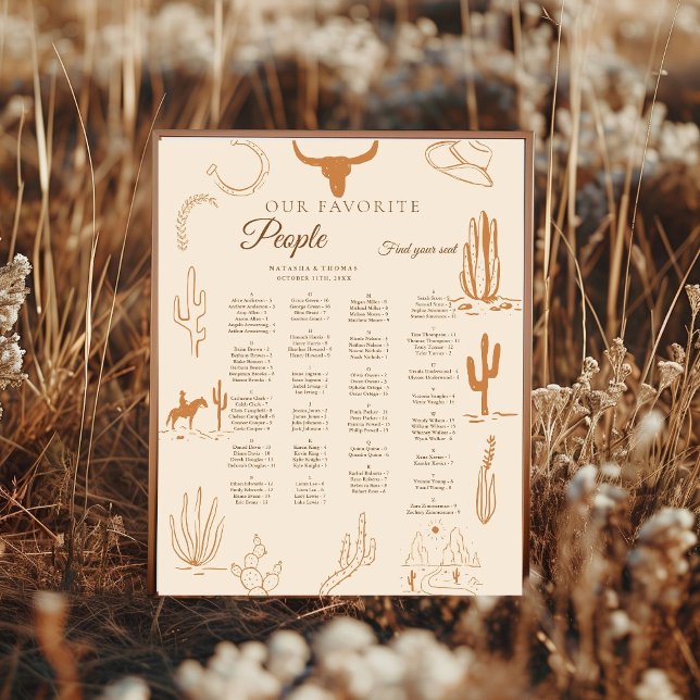 Western Wedding Alphabetical Seating  Poster (Creator Uploaded)