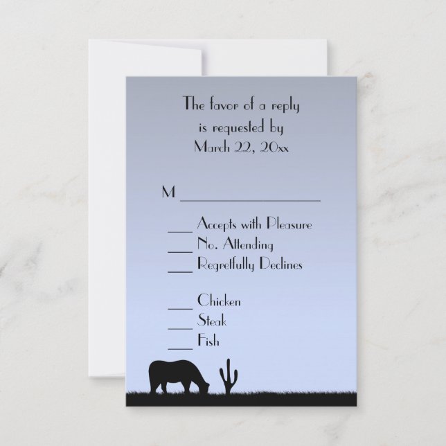 Western Wedding Blue RSVP Card (Front)