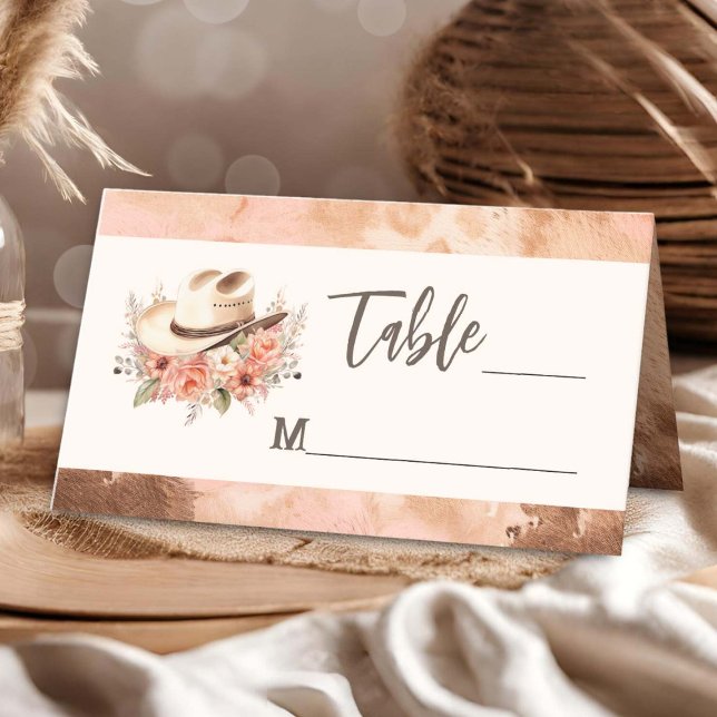 Western Wedding Blush Cowhide   Place Card (Creator Uploaded)