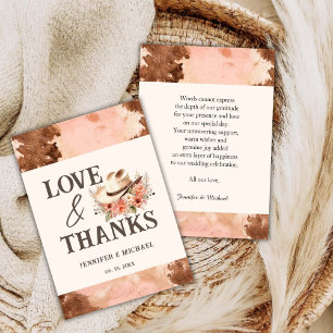 Western Wedding Blush Cowhide Thank You Card