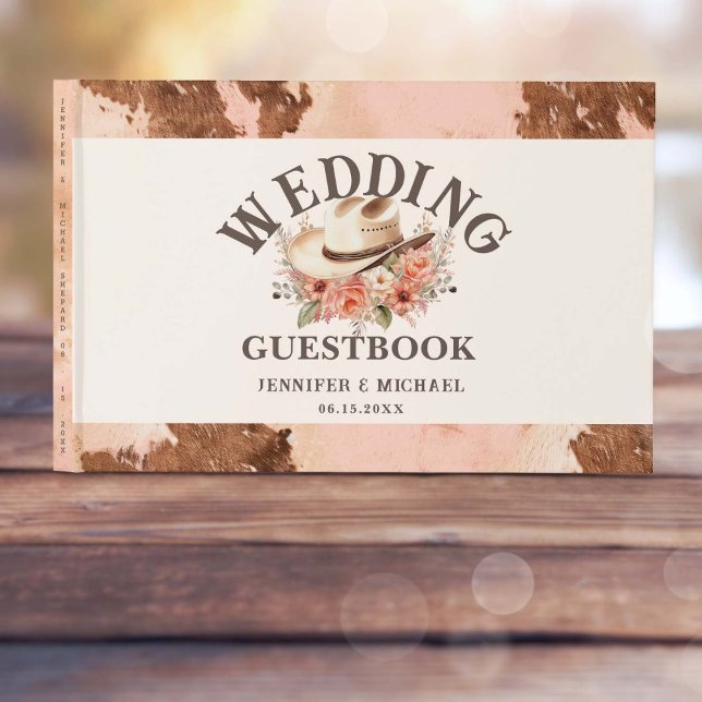Western Wedding Blush Cowhide Wedding Guestbook (Creator Uploaded)