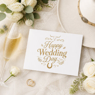 Western Wedding Congratulations Gold Greeting Card