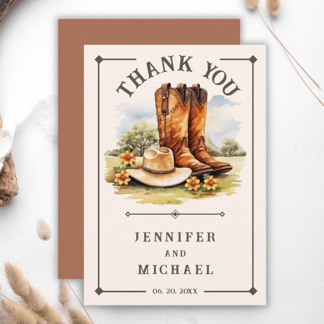 Western Wedding Country Rustic Cowboy Thank You Card (Creator Uploaded)