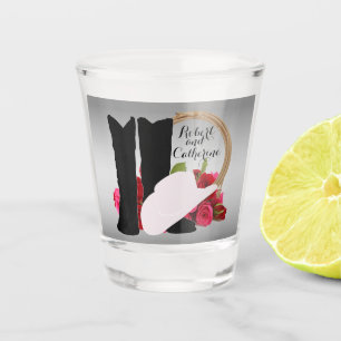 Western Wedding Cowboy Boots Hat Roses Personalise Shot Glass