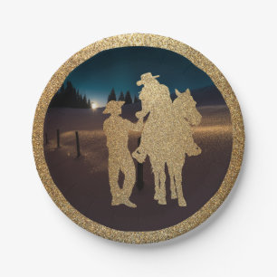 Western Wedding Cowboy Cowgirl Couple Plates