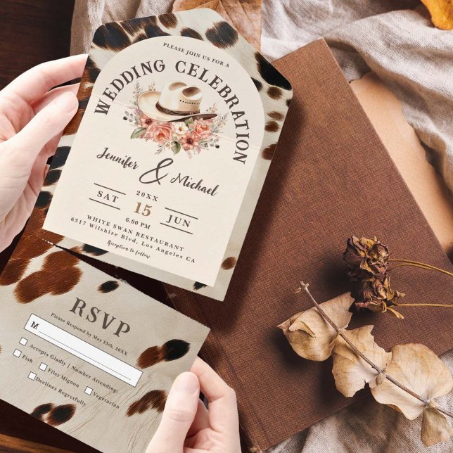 Western Wedding Cowhide All in One  All In One Invitation (Creator Uploaded)