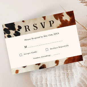 Western Wedding Cowhide RSVP Card Digital Download