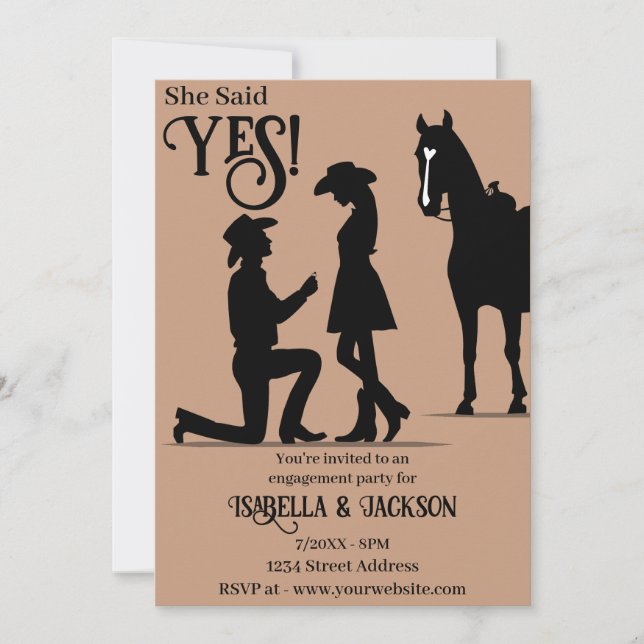 Western Wedding Engagement Invitation (Front)