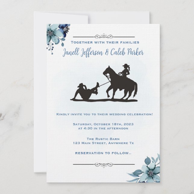 Western Wedding Invitation Funny Rodeo Invite Card (Front)