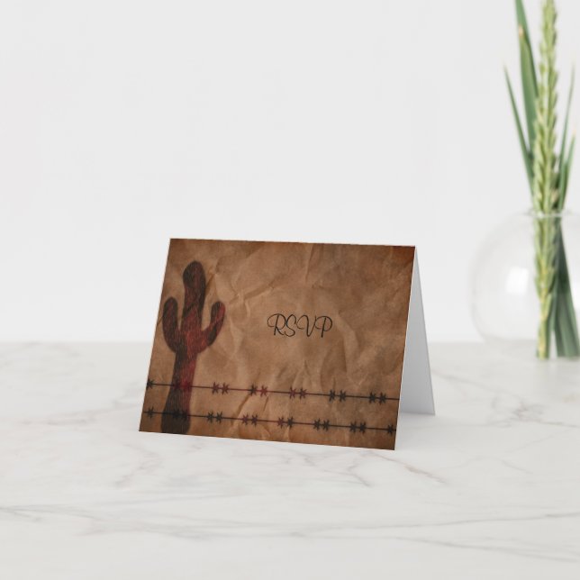 Western Wedding Reception RSVP Card (Front)