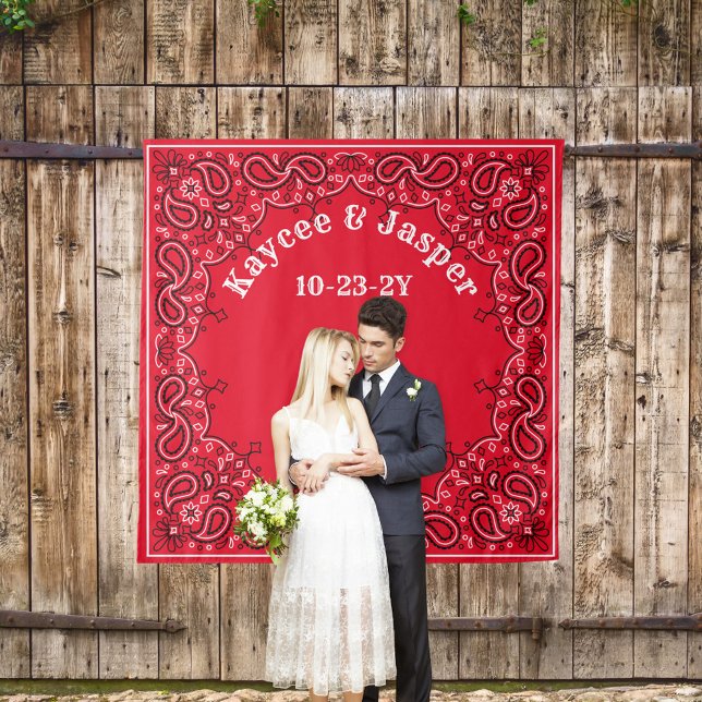 Western Wedding Red Bandanna Photo Backdrop Tapestry (Red bandana photo backdrop for your country or western wedding. )