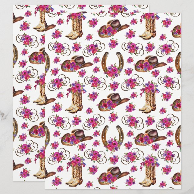 Western Wedding Scrapbook Paper (Front/Back)
