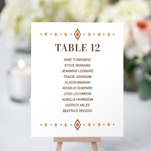 Western Wedding Table Number with Guest Names
