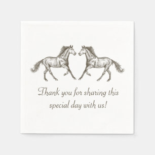 Western Wedding Thank You Horse Rustic Country Napkin