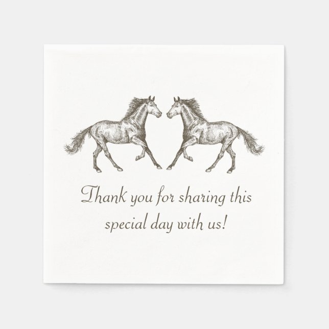 Western Wedding Thank You Horse Rustic Country Napkin (Front)