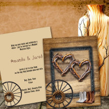 Western Wedding Twig Frames, Boots Wagon Wheel