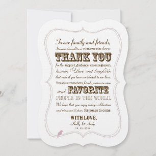 Western Wedding Typography Thank You Card