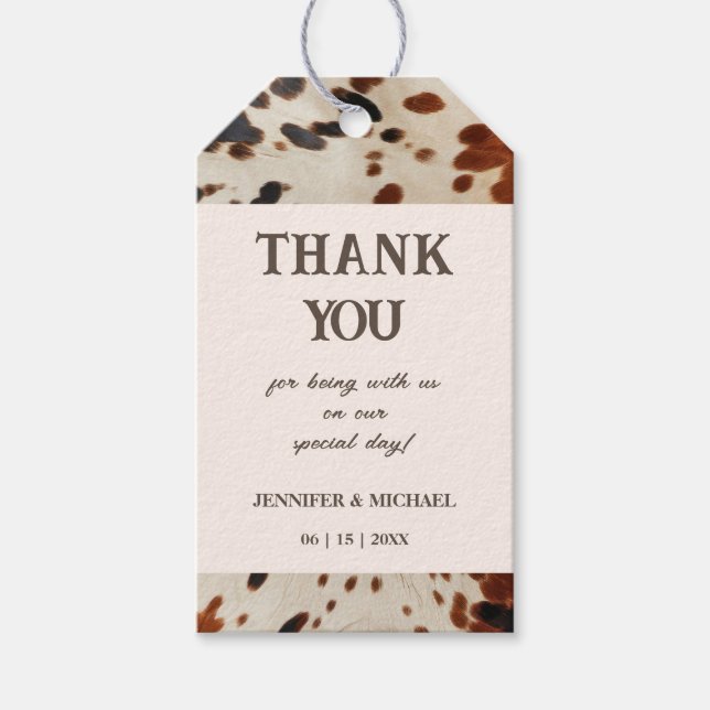 Western Wedding Wedding Favour Gift Tags (Front)