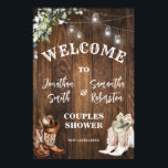 Western Welcome Boots Hat Country Couples Shower Poster<br><div class="desc">Change text to the design. For additional changes (font colour,  font style),  click on personalise,  scroll down and click on the link "Edit Using Design Tool". ** Please see the full collection for matching designs **</div>