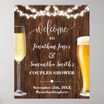 Western Welcome Bubbles & Brews Couples Shower Poster<br><div class="desc">Change couples names, date and hashtag to the design, for additional customisation (font colour, font style, move or remove elements *Welcome word is not editable but colour can be changed ), click on personalise, scroll down and click on the link "Edit using Design Tool". ** Please see the full collection...</div>