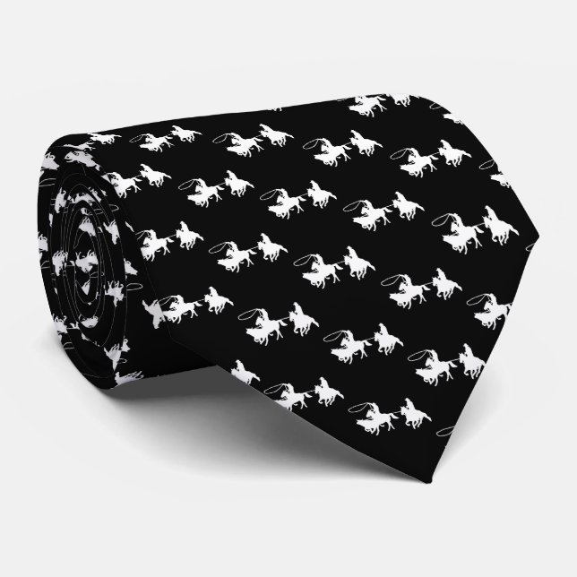 Western Western Rodeo Cowboy Team Roping Neck Tie (Rolled)