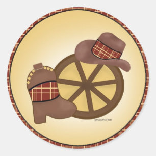 Western Wheel with hat and boots sticker