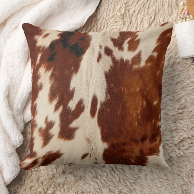 Western White Brown Black Cowhide Cushion (Blanket)