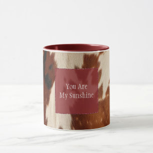 Western White Brown Black Cowhide Mug