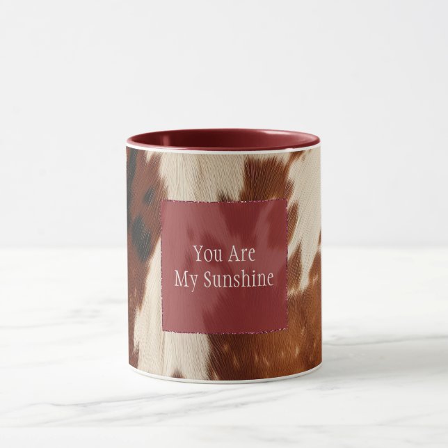 Western White Brown Black Cowhide Mug (Center)