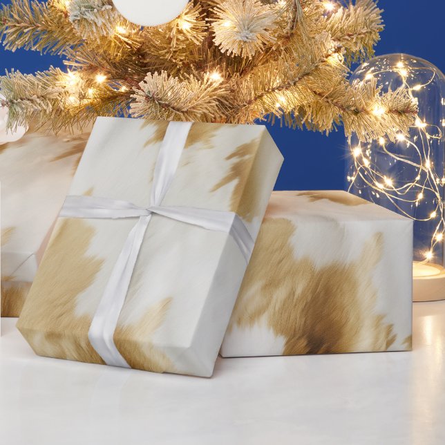 Western White Gold Cowhide Wrapping Paper (Holidays)