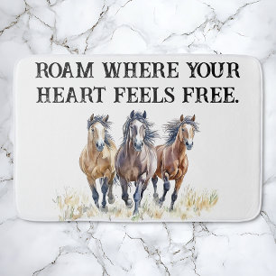 Western Wild & Free Mustang Horses Bath Mat