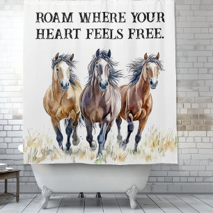 Western Wild & Free Mustang Horses Shower Curtain