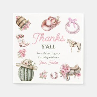 Western Wild West Country Cowgirl Birthday Napkins