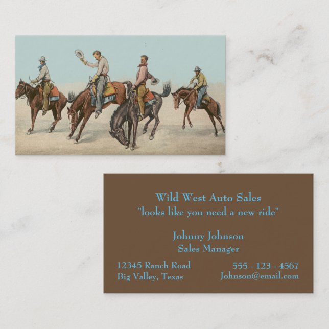 Western Wild West Cowboys Bucking Horses Business Card (Front/Back)