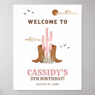 Western Wild West Cowgirl Birthday Party Welcome Poster