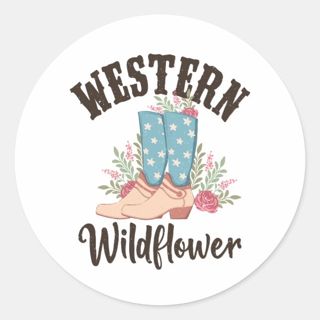 Western Wildflower Classic Round Sticker (Front)