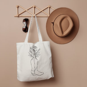 Western Wildflower Cowboy Boot  Large Tote Bag
