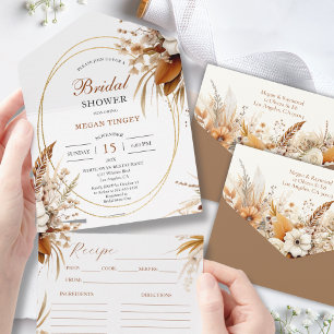 Western Wildflowers Bridal Shower Recipe All In One Invitation