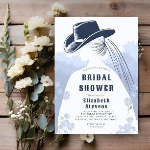 Western Wildflowers Rustic I Do Blue Bridal Shower Invitation