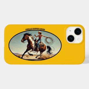 Western Woman Cowgirl on a Horse with a Rope URM Case-Mate iPhone 14 Case